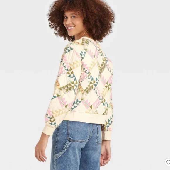 Universal Thread Retro Quilted Sweater Womens Grandma Quilt Pullover - Picture 4 of 10